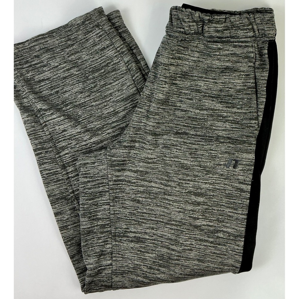 Russell Activewear Kids XL Black Gray Marled Lounge Sweatpants Athletic Track